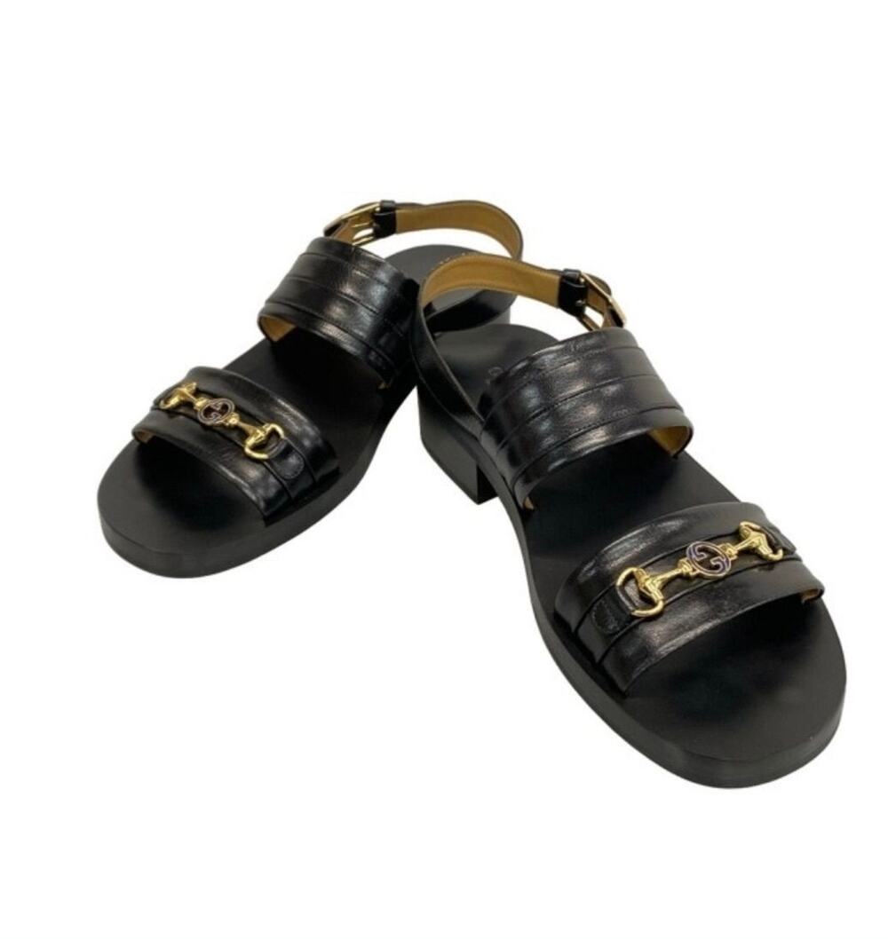 Gucci leather sandals with interlocking G Horsebit details